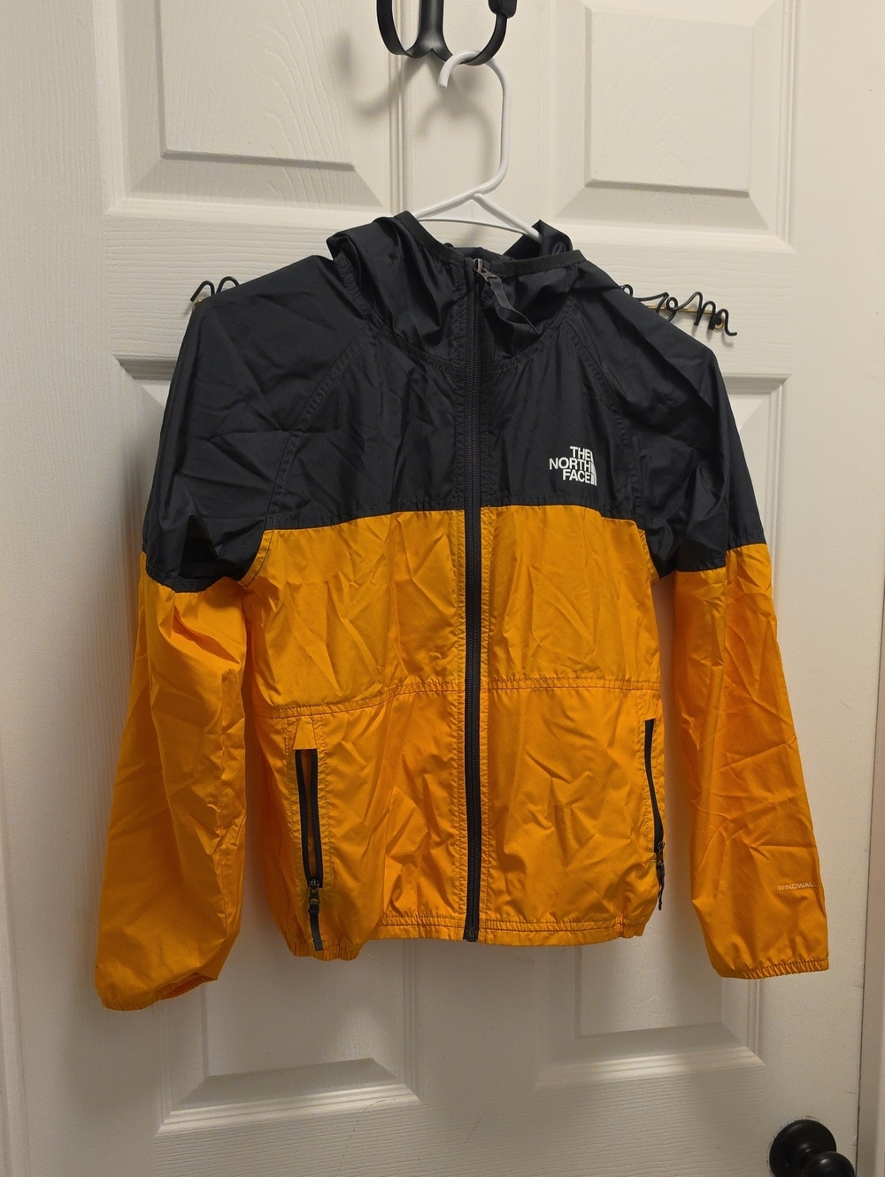 The North Face Kids Yellow and Black Hooded Rain Jacket 10/12